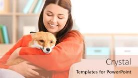  Presentation with fox - Slides having young-woman-with-pet-fox background and a coral colored foreground