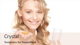  Presentation with vitamin - Presentation consisting of young woman with pill background and a coral colored foreground