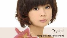  Presentation with skincare - Amazing slide set having young woman with pink lily flower for skincare and spa concept backdrop and a coral colored foreground