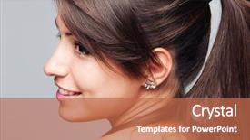  Presentation with studio - PPT layouts having young-woman-with-ponytail-profile background and a coral colored foreground