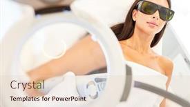  Presentation with magnifying glass - Colorful slide set enhanced with young-woman-with-protective-goggles backdrop and a lemonade colored foreground