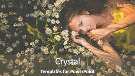  Presentation with summer flowers - Cool new presentation theme with young woman with radiant backdrop and a tawny brown colored foreground