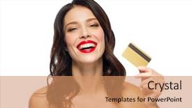  Presentation with young happy people smiling - Amazing PPT theme having young woman with red lipstick backdrop and a coral colored foreground