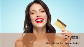  Presentation with young happy people smiling - Cool new PPT layouts with young woman with red lipstick backdrop and a coral colored foreground