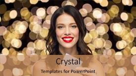  Presentation with police car flashing roof lights - Cool new presentation design with young woman with red lipstick backdrop and a coral colored foreground