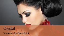  Presentation with nail salon beauty nails concept - PPT theme featuring young woman with red nail background and a coral colored foreground