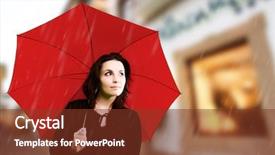  Presentation with beautiful young woman getting face - Slides having young woman with red umbrella background and a  colored foreground