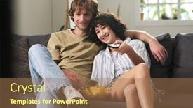  Presentation with couch potato - Slide deck enhanced with young-woman-with-remote-control background and a coral colored foreground