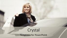  Presentation with car parking - Colorful presentation theme enhanced with young woman with shopping bags on the car parking backdrop and a light gray colored foreground