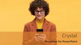  Presentation with scrolling - Presentation theme featuring young-woman-with-short-dark background and a  colored foreground