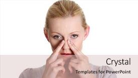  Presentation with pain - Slides featuring young woman with sinus pressure background and a soft green colored foreground