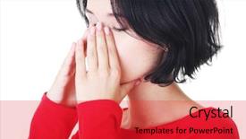  Presentation with pain - Slide deck enhanced with young woman with sinus pressure background and a red colored foreground