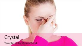  Presentation with pain - Presentation theme with young woman with sinus pressure background and a coral colored foreground
