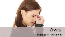  Presentation with woman in pain - Slide deck consisting of young woman with sinus pressure background and a light gray colored foreground