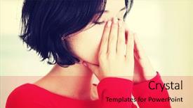  Presentation with pain - Presentation theme enhanced with young woman with sinus pressure background and a red colored foreground