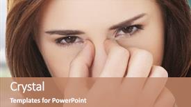  Presentation with pain - Audience pleasing PPT theme consisting of young woman with sinus pressure backdrop and a  colored foreground