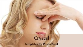  Presentation with pain - Beautiful presentation featuring young woman with sinus pressure backdrop and a coral colored foreground