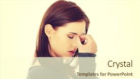  Presentation with woman in pain - Cool new presentation theme with young woman with sinus pressure backdrop and a cream colored foreground