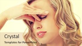  Presentation with woman in pain - Colorful theme enhanced with young woman with sinus pressure backdrop and a coral colored foreground