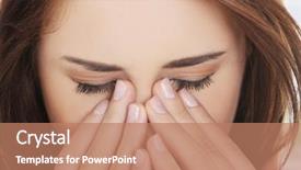  Presentation with woman in pain - Colorful slide set enhanced with young woman with sinus pressure backdrop and a  colored foreground