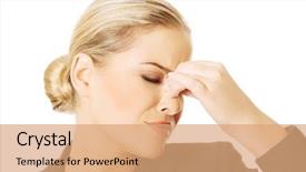  Presentation with woman in pain - PPT layouts with young woman with sinus pressure background and a  colored foreground