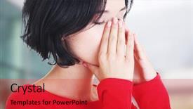  Presentation with pain - PPT theme having young woman with sinus pressure background and a red colored foreground