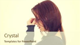  Presentation with pain - Cool new PPT layouts with young woman with sinus pressure backdrop and a cream colored foreground