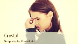  Presentation with pain - Presentation design consisting of young woman with sinus pressure background and a cream colored foreground