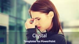  Presentation with pain - Audience pleasing slide set consisting of young woman with sinus pressure backdrop and a navy blue colored foreground