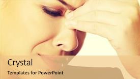  Presentation with pain - PPT layouts consisting of young woman with sinus pressure background and a lemonade colored foreground