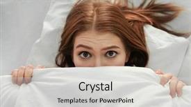  Presentation with sleep - Slide deck having young woman with sleep disorder background and a light gray colored foreground