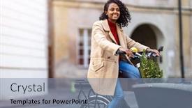  Presentation with cargo - Presentation theme consisting of young-woman-with-small-christmas background and a seafoam green colored foreground