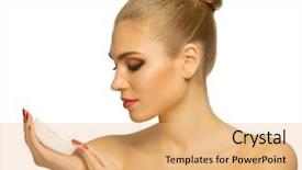  Presentation with soap chemistry - Beautiful PPT theme featuring young woman with soap isolated backdrop and a coral colored foreground