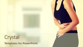  Presentation with issue - Amazing theme having young woman with stomach issues backdrop and a cream colored foreground