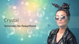  Presentation with lights - Presentation theme consisting of young-woman-with-sunglasses background and a light blue colored foreground