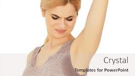  Presentation with clothes - Slide set with bad smell - young woman with sweat stain background and a lemonade colored foreground