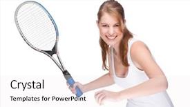  Presentation with tv studio - Cool new theme with young woman with tennis racket backdrop and a white colored foreground