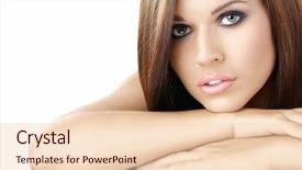  Presentation with real woman hair texture human - PPT theme consisting of young woman with the beautiful background and a  colored foreground