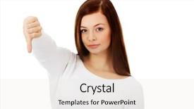  Presentation with double down - Slides with young woman with thumbs down background and a light gray colored foreground