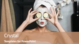  Presentation with face mask - Audience pleasing theme consisting of young woman with towel wrapped backdrop and a coral colored foreground