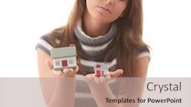  Presentation with real estate - Cool new slide deck with young-woman-with-two-hose backdrop and a mint green colored foreground