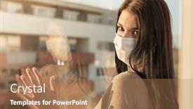  Presentation with corona virus - Slide set featuring young-woman-with-veil-looking background and a coral colored foreground