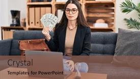  Presentation with attitude - Presentation enhanced with young-woman-working-at-consultation background and a violet colored foreground