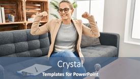  Presentation with office - Slides enhanced with young-woman-working-at-consultation background and a ocean colored foreground