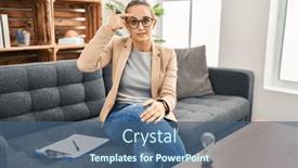  Presentation with skin infection - Presentation theme with young-woman-working-at-consultation background and a ocean colored foreground