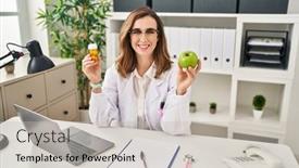  Presentation with dietitian - Slides featuring young-woman-working-at-dietitian background and a soft green colored foreground