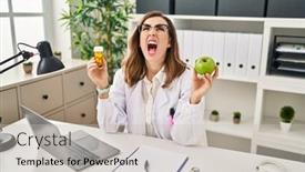  Presentation with dietitian - Presentation design with young-woman-working-at-dietitian background and a light gray colored foreground