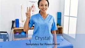  Presentation with recovery - Slide deck enhanced with young-woman-working-at-pain background and a light blue colored foreground