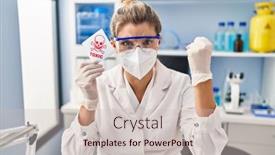  Presentation with toxic - Slide deck with young-woman-working-at-scientist background and a soft green colored foreground