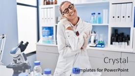  Presentation with confident love - Presentation theme enhanced with young-woman-working-at-scientist background and a lemonade colored foreground